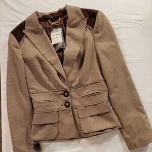 Bebe Houndstooth Fitted Cropped Blazer